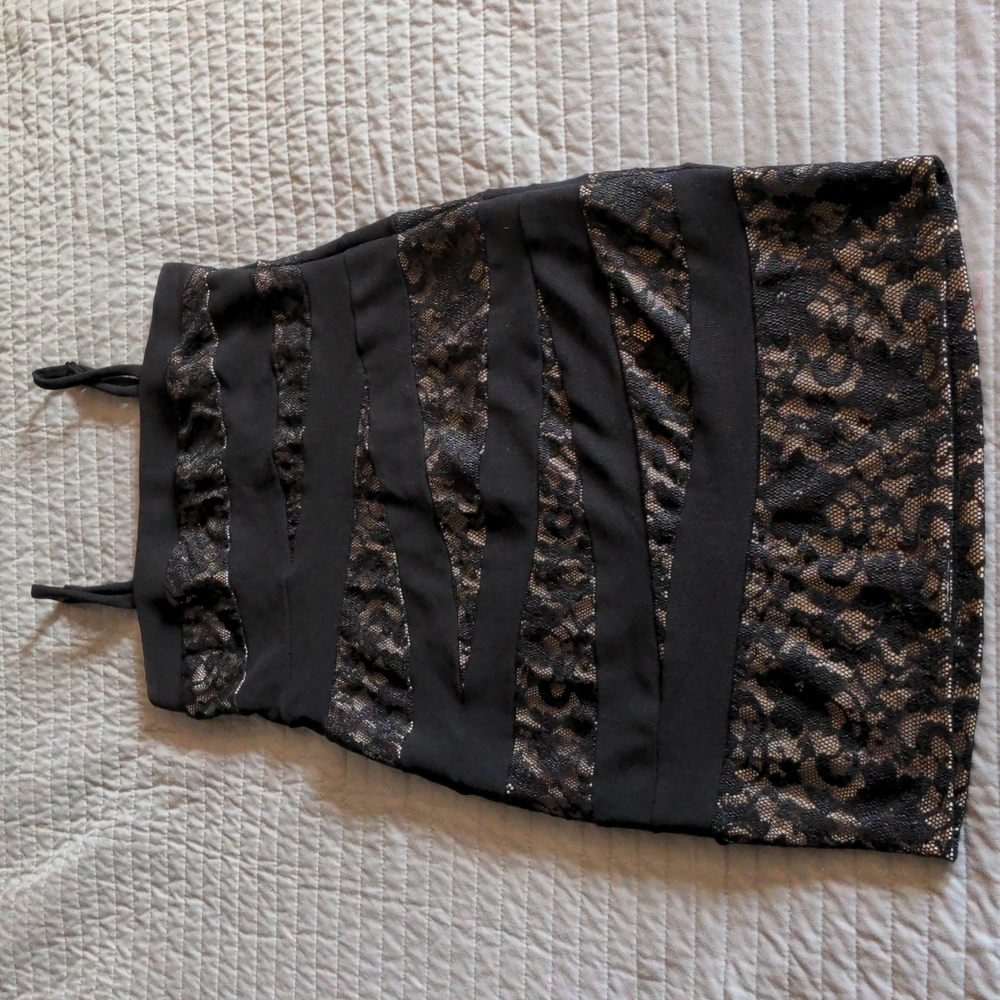 *SOLD*Torrid Black & Nude Lace Layered Bodycon Mini Dress - Picture 1 of 15